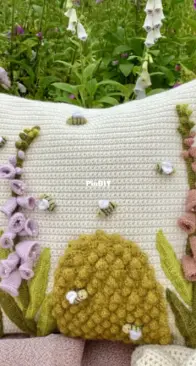 Just Pootling - Kate Eastwood - Foxgloves and Bees Cushion