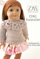 Daniel Bingham Designs Studio- Owl Sweater for 18" inch dolls