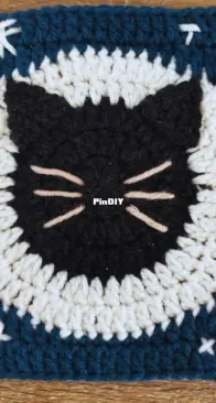 Crocheted Bean - Crystal - Moonlight Cat Granny Square