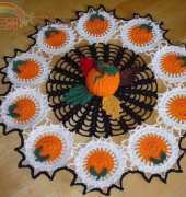 Maries Autumn Doily / Marlos Crochet Corner Back - Stuffed Pumpkin Marlo D. Cairns