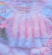 Rebbeca Leigh 011 Pink Parfait Baby Dress with Ruffled Booties