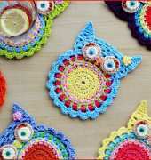 Zoom Yummy - Crochet Owl Coaster