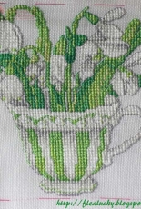 The Vermillion Stitchery - 2011 Teacup Posies - January - Snowdrops - Free