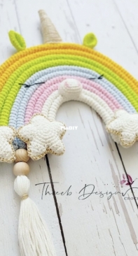 Threeb Design - Pınar Yücel - Rainbow Unicorn door wall ornament - Gökkuşağı Unicorn kapı duvar süsü - Turkish