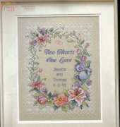 Dimensions 03122 - Two Hearts Wedding Record Stamped Cross Stitch