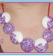 necklace polymer clay with a swirl bead