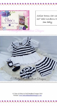 Sailor Dress Set#F49  by Claires Baby doll Handknits Designs