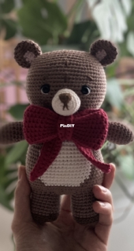 Teddy with Bow by mycrochetwonders