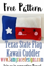 3am Grace Designs - Donna Vasquez Beavers and Michaelene Nelson - Texas State Flag Kawaii Cuddler - Free