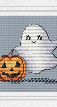 Ghost With Pumpkin by Rita Stitch