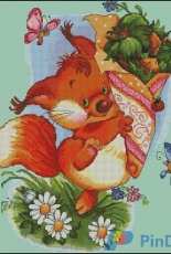 Little Squirrel with flowers by Ninel Kotovskaya