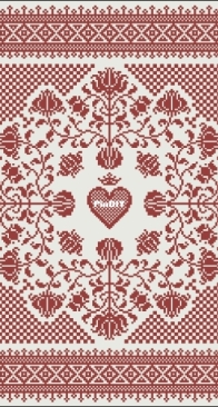 Modern Folk Embroidery - Floral Heart Pillow Cover XSD+PCS
