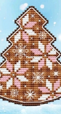 Gingerbread Tree With Poinsettias Ornament by Ekaterina Lukasheva