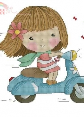 Alionca  Ricamo - Girl on scooter