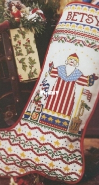 Americana Santa Stocking from Better Homes And Gardens A Cross-Stitch Christmas Needlework Treasures XSD