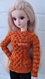 BJD Cabled Crewneck Sweater by Lea Brook-Free