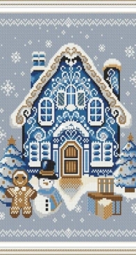 Stitch Mom - Blue Gigerbread House