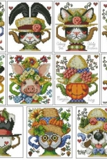 Teapot Collection by Jeremiah Junction from Cross Country Stitching 2011 (2-4-6-8-10), 2012 (2-6-10), 2013 (2-4-8) XSD