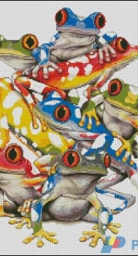 Cross Stitch Canepa Acrobats / Colorful Frogs