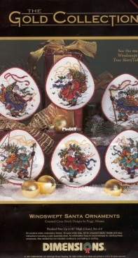 Dimensions - The Gold Collection 8530 Windswept Santa Ornaments PCS