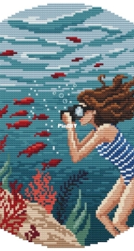 Girl Underwater Color by Hanna Levchuk
