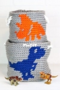 Winding Road Crochet - Lindsey Dale - Crochet Dinosaur Basket - Raptor - Free