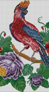 Vintage Embroidery Scheme - Bird with Crest by E Ivanova