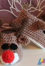 The Cosy Crochet Nook - Miss Jinty Designs - Jinty Lyons - Rudolph Christmas Baby Booties - free