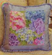 Hydrangeas Pillow by Donna Vermillion Giampa from Just Cross Stitch Apr 2009