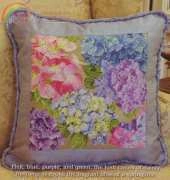 Hydrangeas Pillow by Donna Vermillion Giampa from Just Cross Stitch Apr 2009