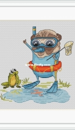 Pugs Series -  Pug Diver by Katerina Besperstova