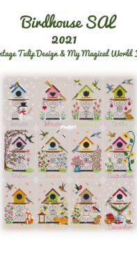 Vintage Tulip Design and Christmas Magic / My Magical World Birdhouse SAL 2021