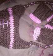 Football hat and booties for baby girl