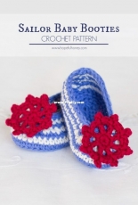Hopeful Honey - Olivia Kent - Sailor Baby Booties - Free