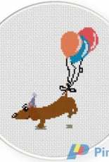 Daily Cross Stitch - Dog with Balloon