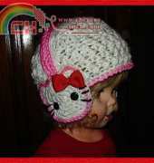Baby girl Hat with hello kitty headphone ear warmers by Cathy Ren