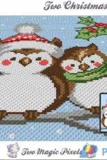 Two Magic Pixels - Two Christmas Owls