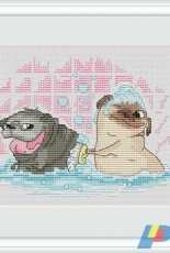 Pugs Series - Pugs in Bath by Katerina Besperstova