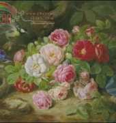 Golden Kite S1981 Bouquet of Roses with Blue Ribbon