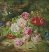 Golden Kite S1981 Bouquet of Roses with Blue Ribbon