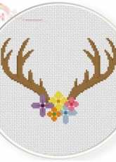Daily Cross Stitch - Pretty Floral Antler