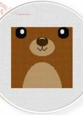 Daily Cross Stitch - Cute Bear Face