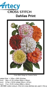 Artecy Cross Stitch - Dahlias Print by Tereena Clarke
