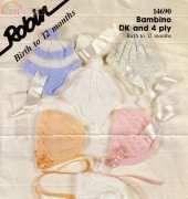 Robin 14690-C. Bambino DK and 4 ply. Helmets and Bonnets