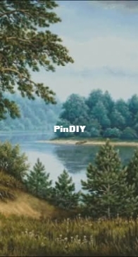 Pine Trees on the Shore by Natalia Guba