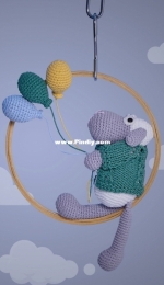 Atelié Pingouin - Sheep and balloons on Embroidery Hoop - Carneiro e balões no bastidor - Portuguese - Free