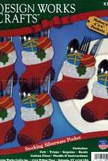 Design Works - 5371 - Stockings with Gifts Silverware Pockets Felt pattern