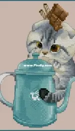 Cat with a Turquoise Teapot by Maria Brovko XSD