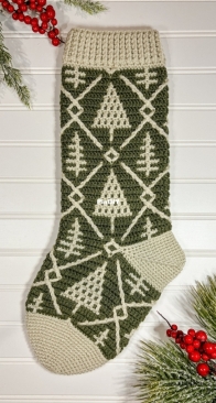 Brooklyn and Co. Handcrafted - Jamie St George - Evergreen Mosaic Stocking