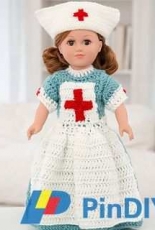 Red Heart - Rebecca J. Venton - LW5131 - Caring Nurse Doll Clothes - Free